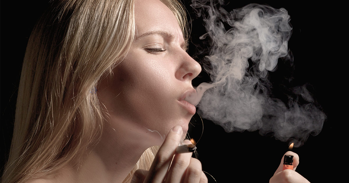 woman smoking a joint