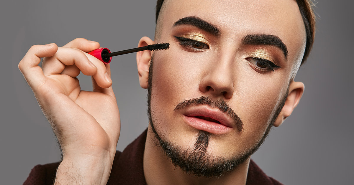 man wearing makeup