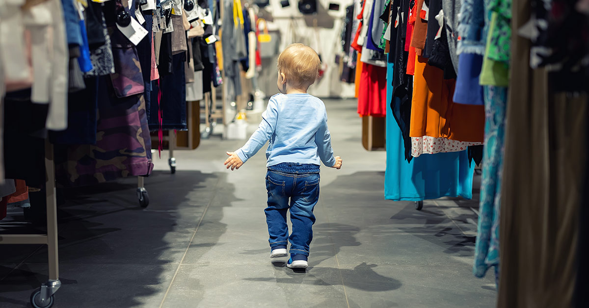 toddler in shop