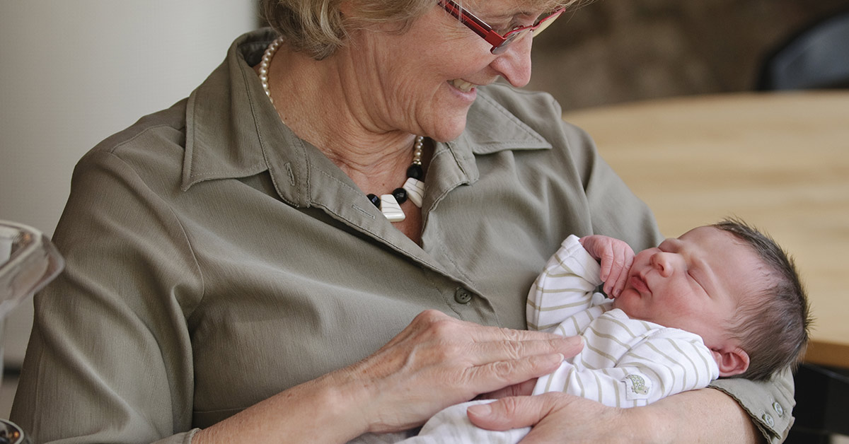 grandmother with child