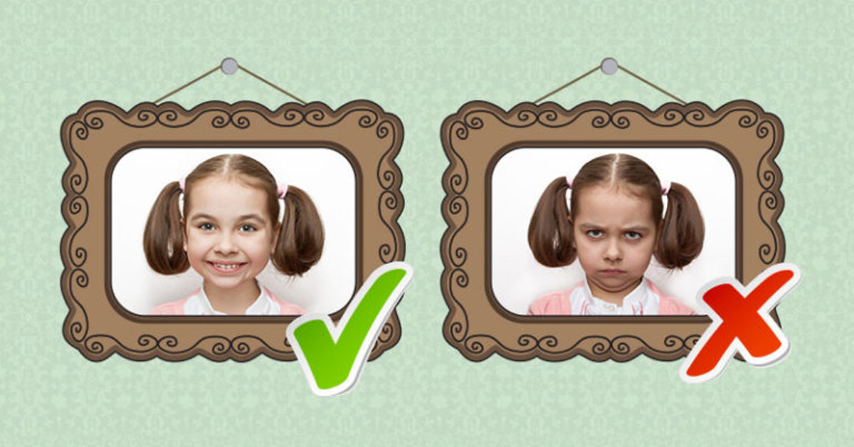 girl smiling and girl frowning