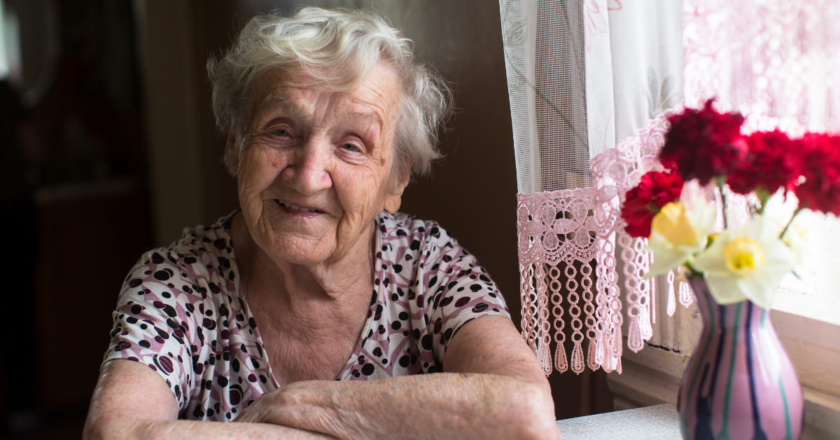 elderly woman smiling