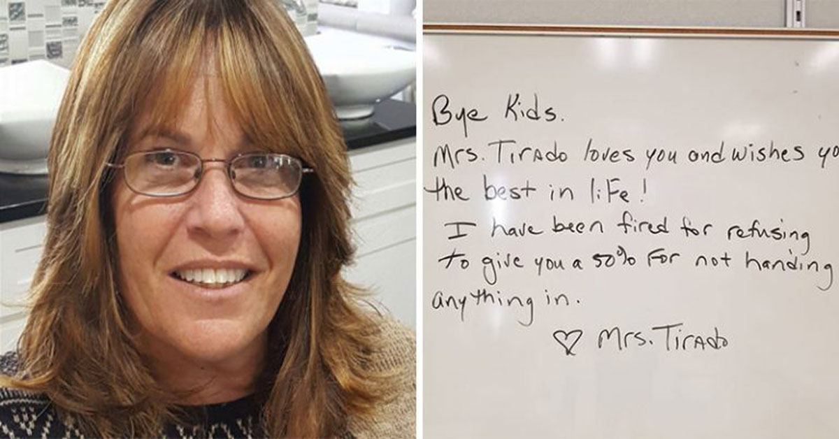 teacher next to white board