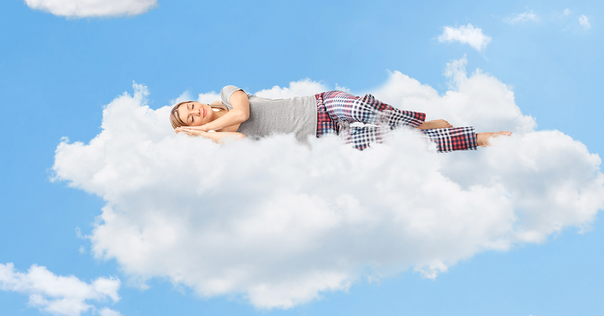 woman sleeping on a cloud