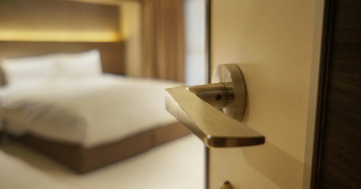 door opening into hotel room