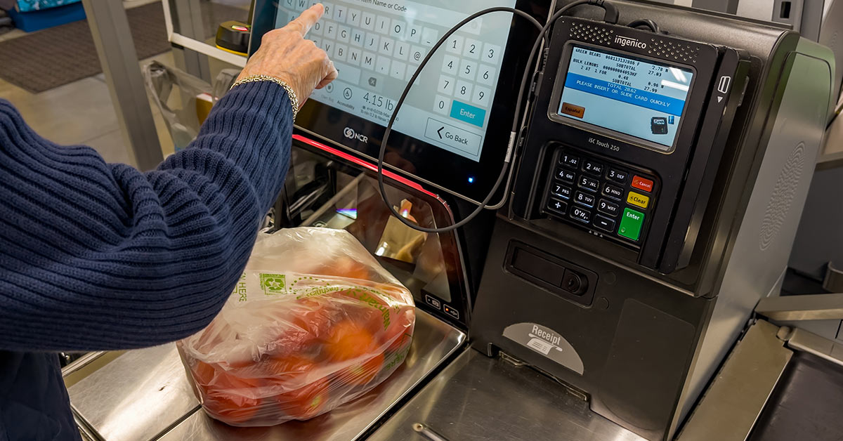 person at a self checkout