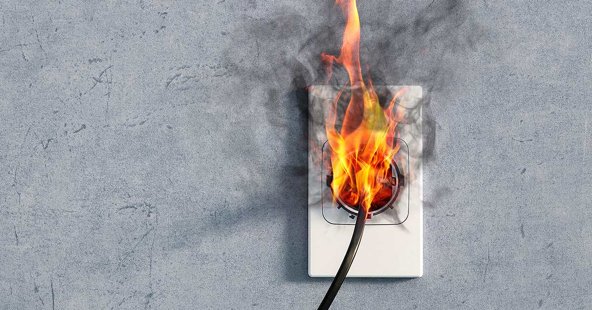 electrical outlet on fire