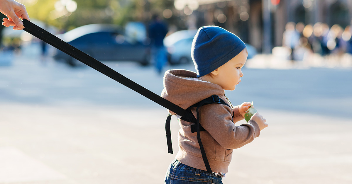 child on a leash