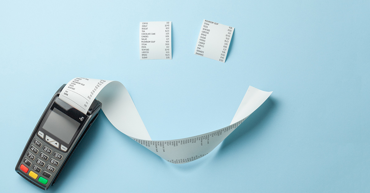 receipt paper used to make smiley face