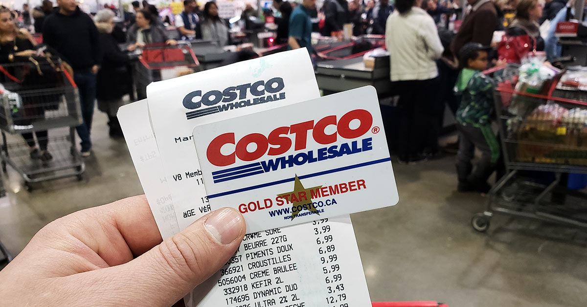 costco membership card and receipt