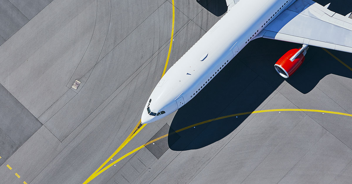 aerial view of passenger jet