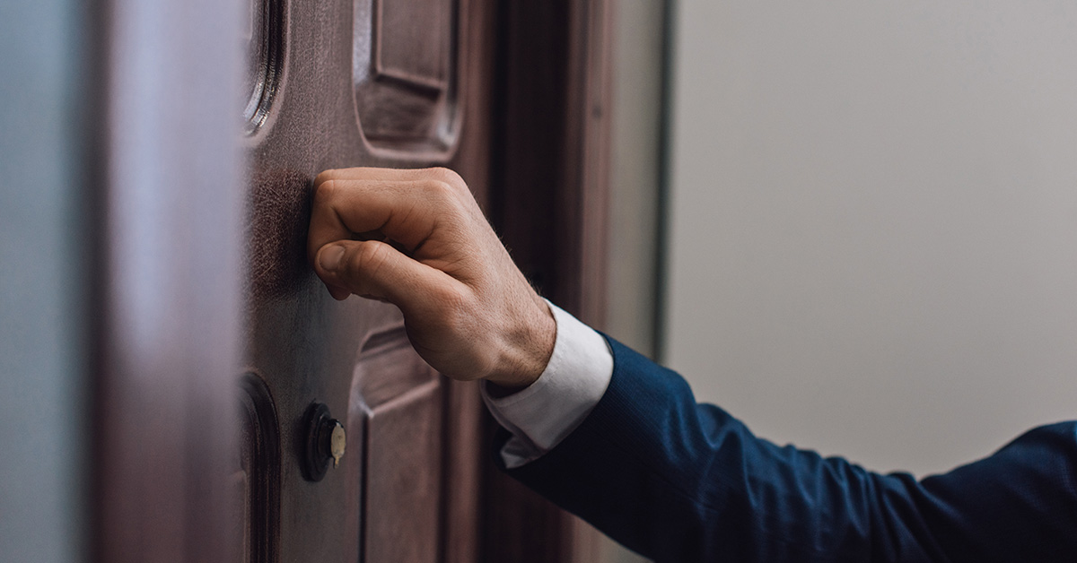 someone knocking on a door