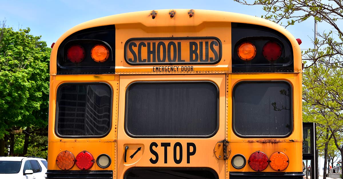 back of a yellow school bus