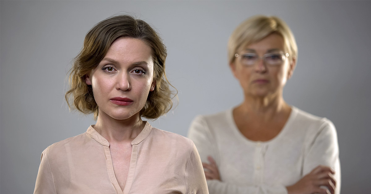 mother-in-law and daughter-in-law who appear to be in disagreement