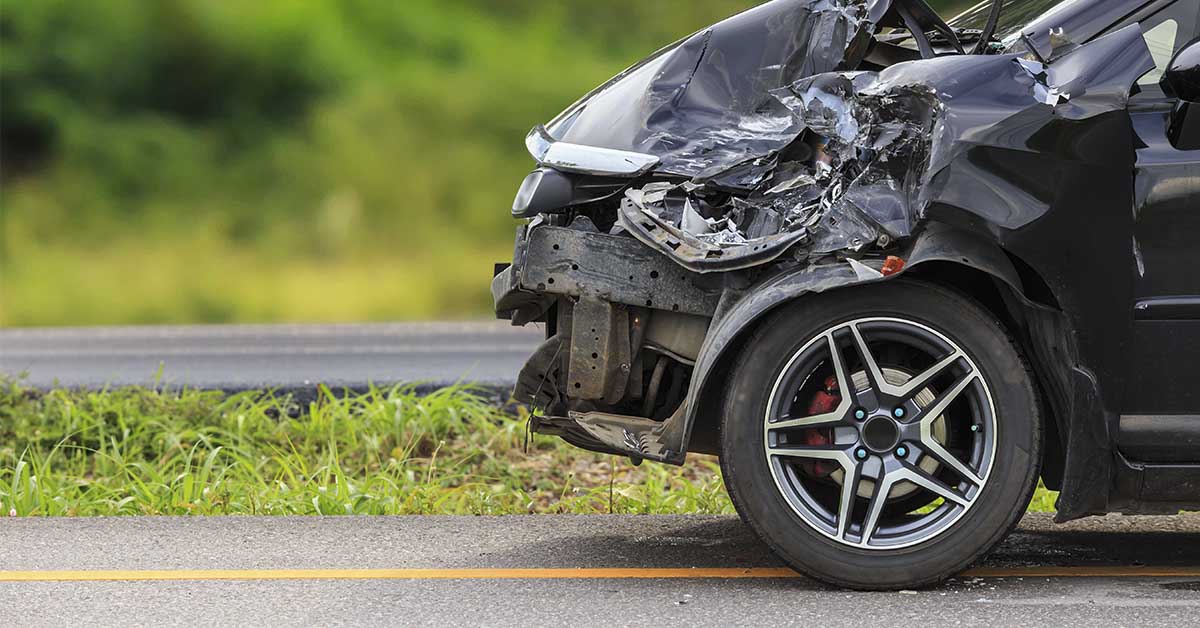 damaged front of car from accident