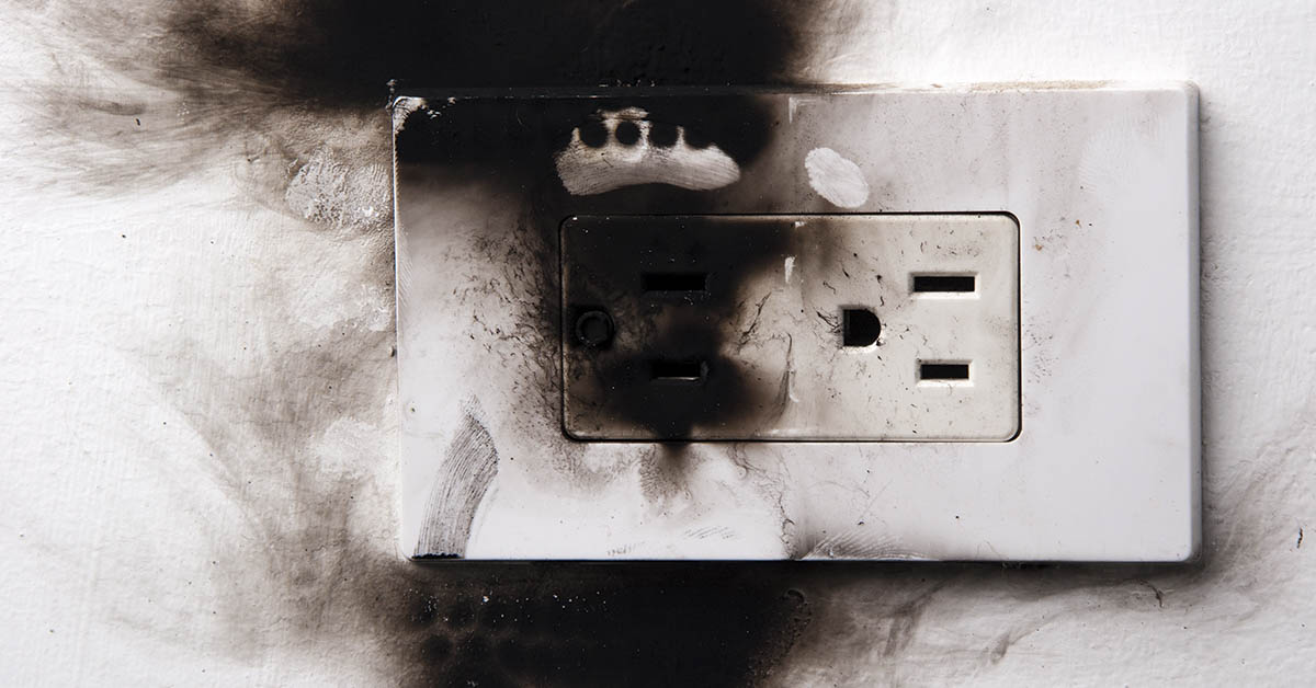 burned electrical outlet