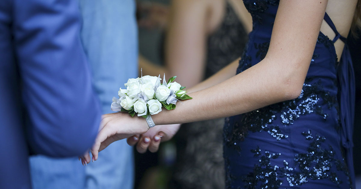 corsage on woman wrist