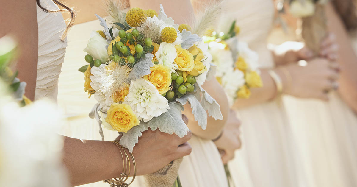 bridesmaids holding flowers
