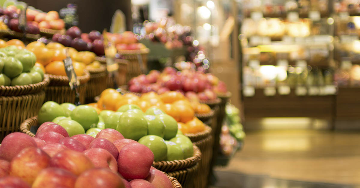 produce in grocery store