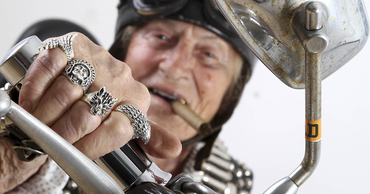 elderly woman biker