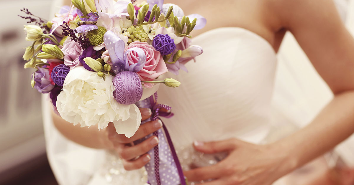 Bride holding bouquet