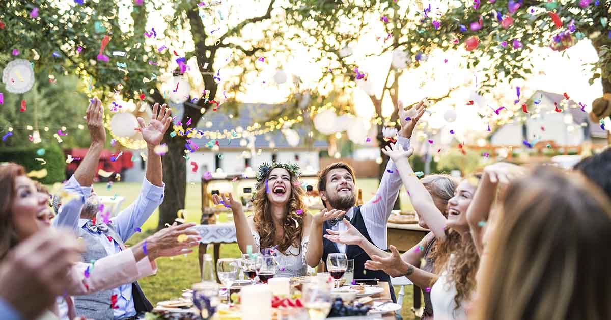 people celebrating at a wedding