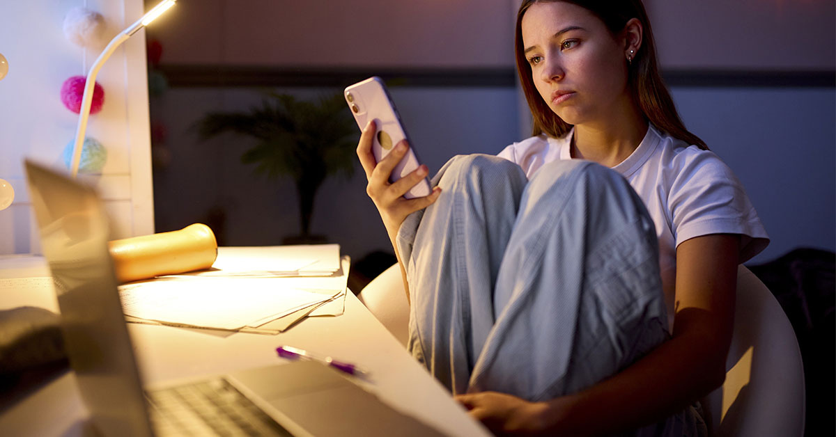 teenaged girl on phone