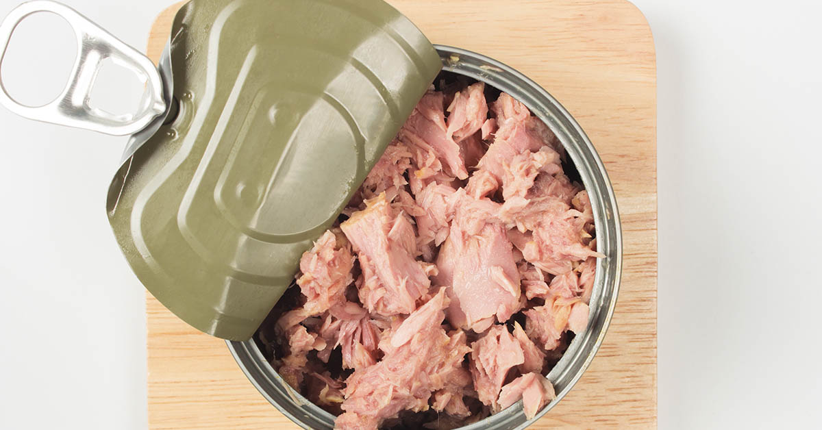 open can of tuna