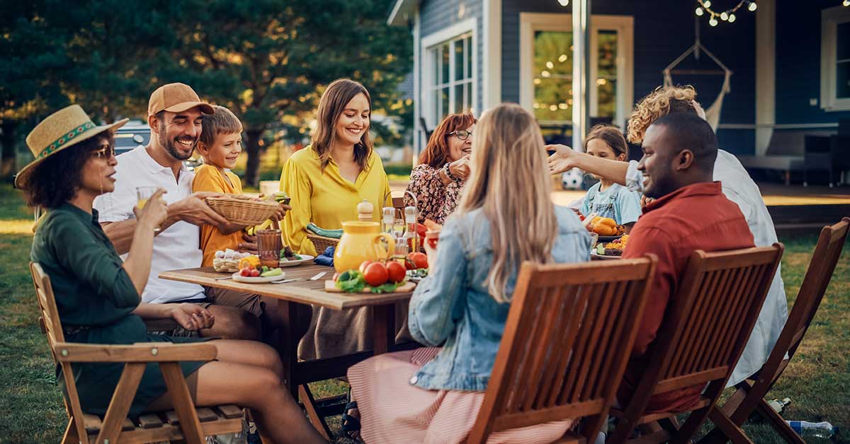 gathering of friends in backyard setting