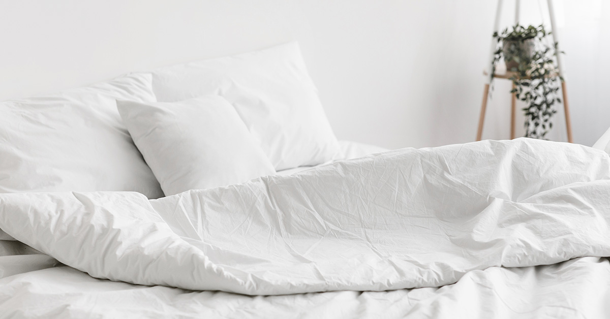 bed with white bedding