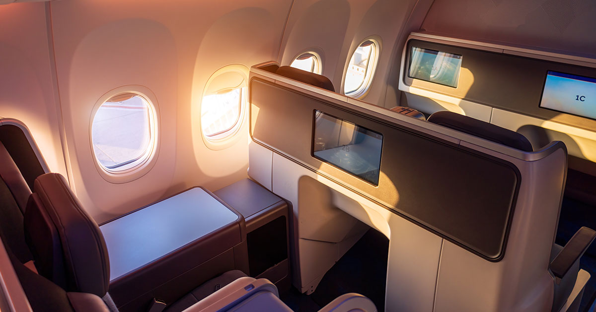 first class cabin on passenger jet