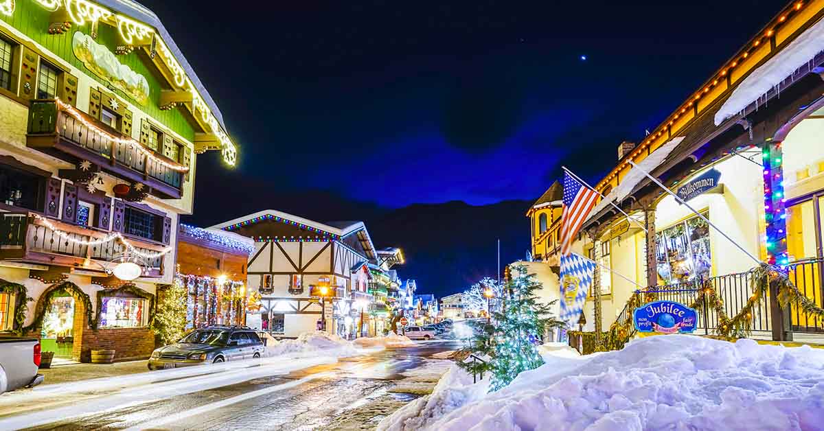 snow covered town