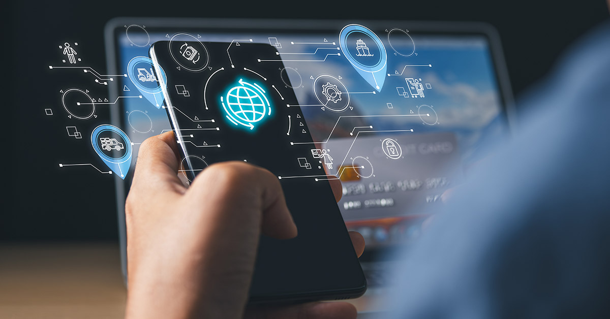 Person using phone to track. GPS tracking concept