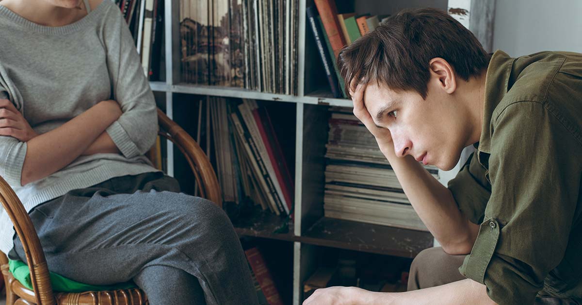 couple having tense/uncomfortable conversion
