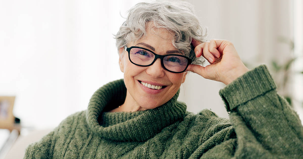 Older woman wearing glasses
