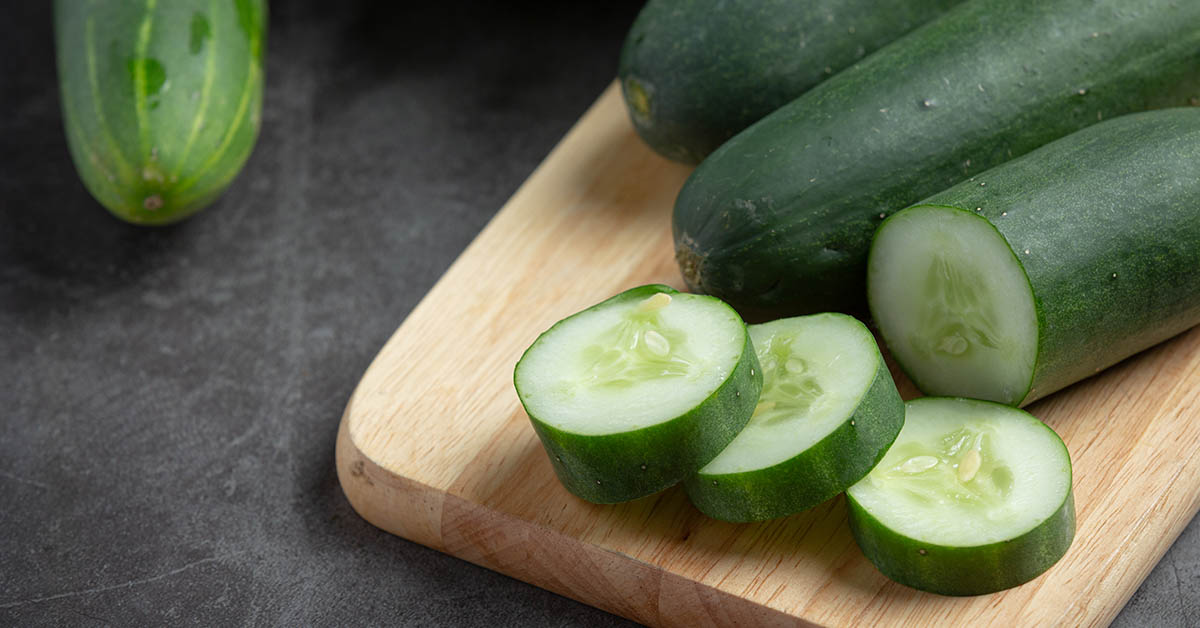 Cucumbers on cutting board