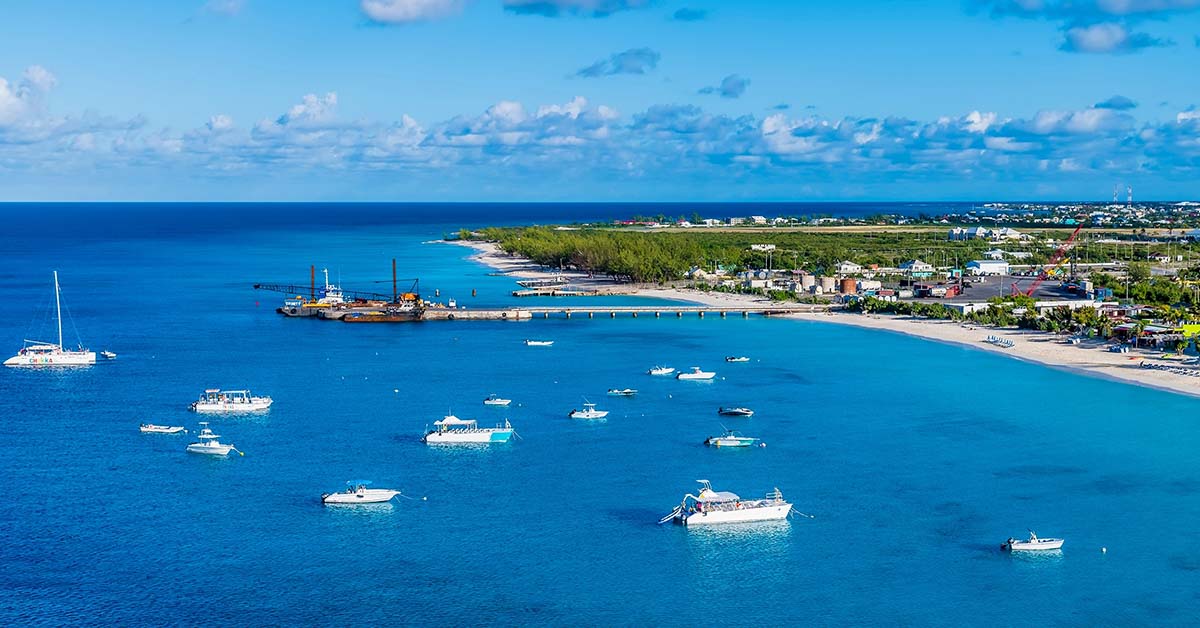 the most beautiful countries - An aerial view along the coast of the island of Grand Turk on a bright sunny morning