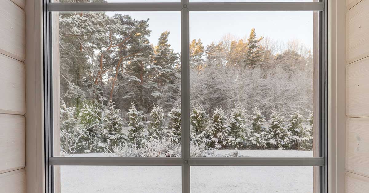 window with winter scene outside