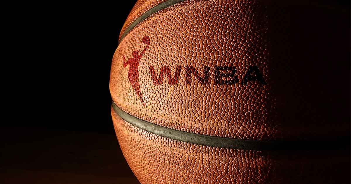 Basketball with WNBA logo on it