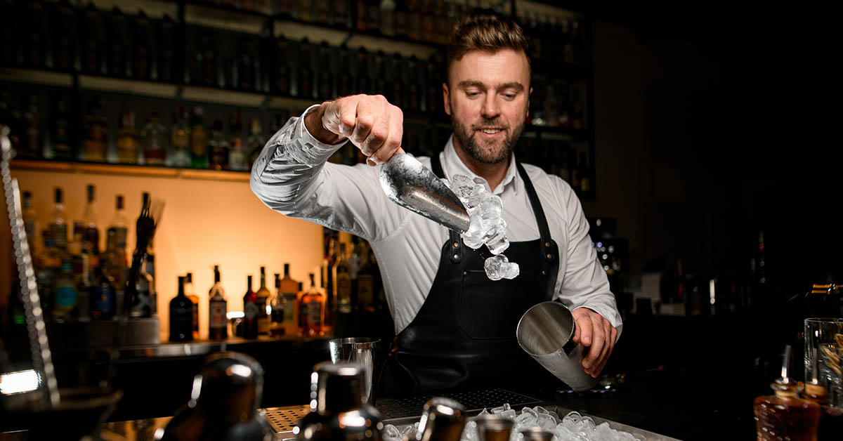 bartender pouring drinks