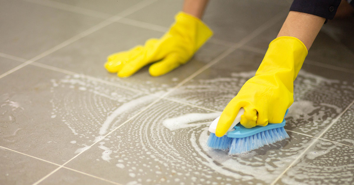 Washing Floor Yellow Gloves