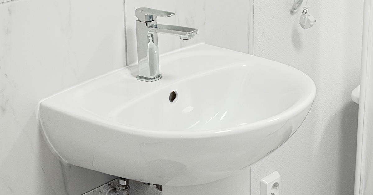 White porcelain sink in a bathroom