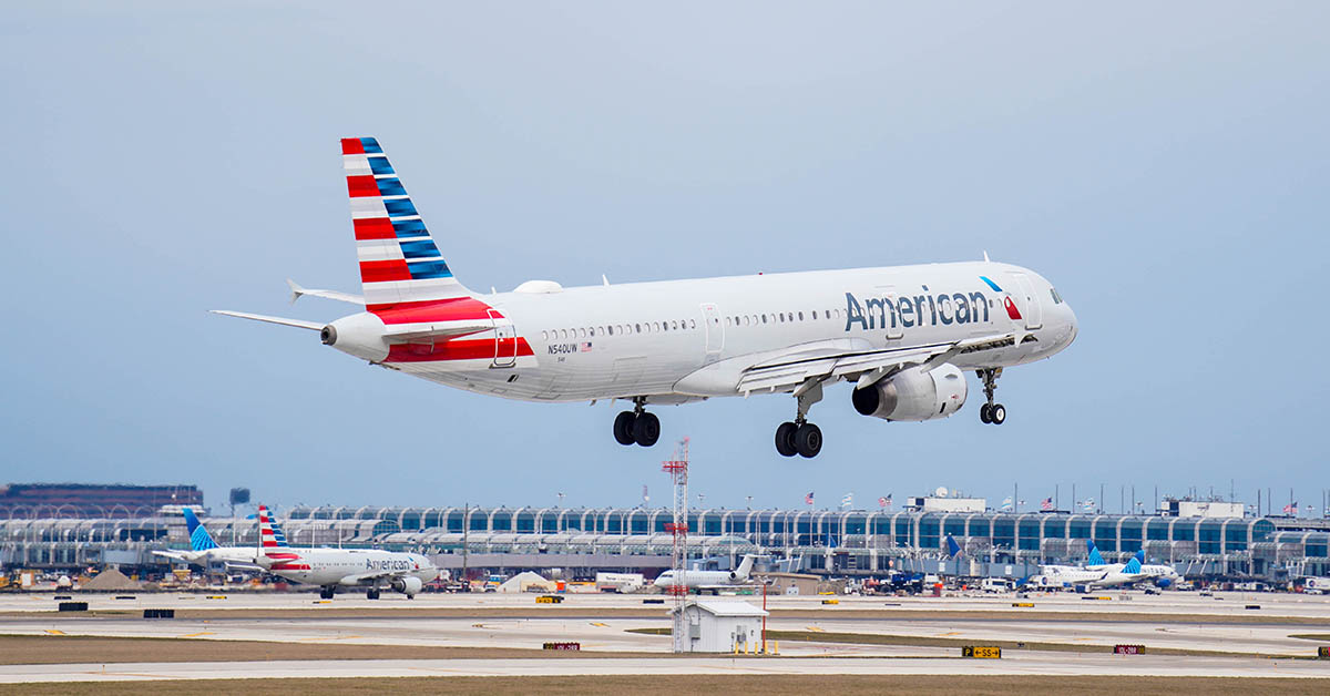 American Airlines passenger jet taking off