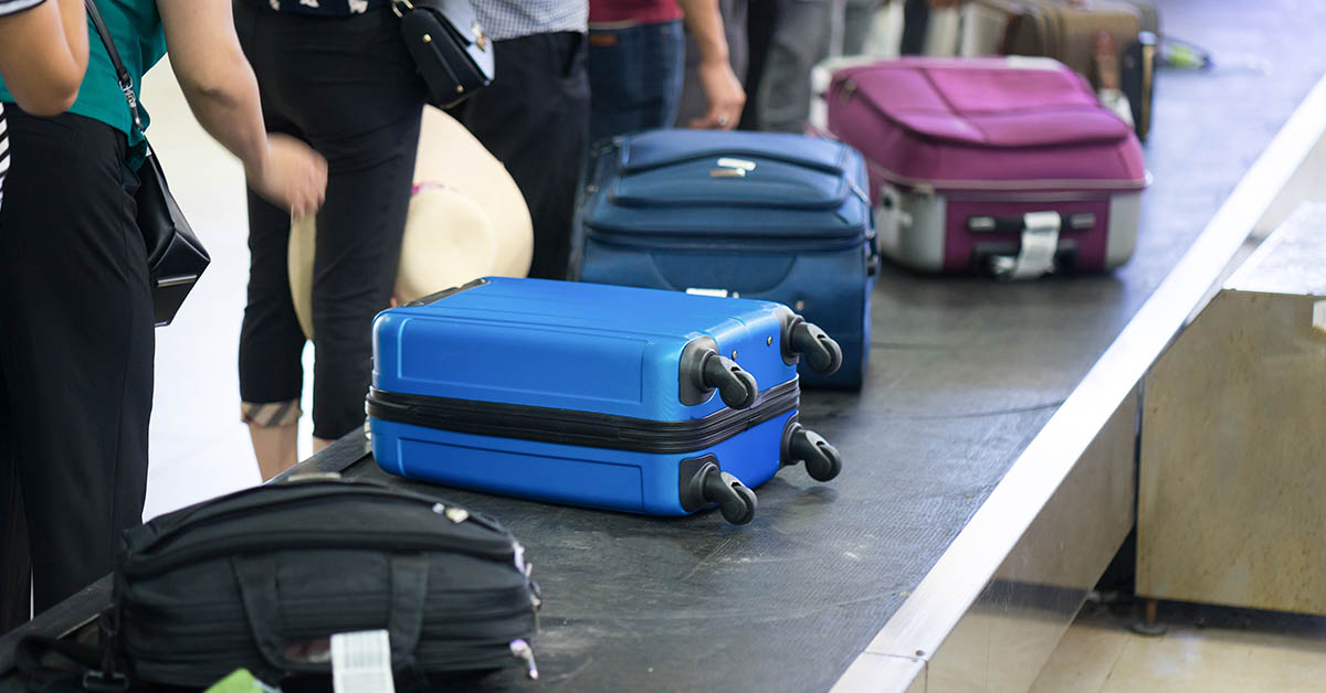 baggage on carousel in airport