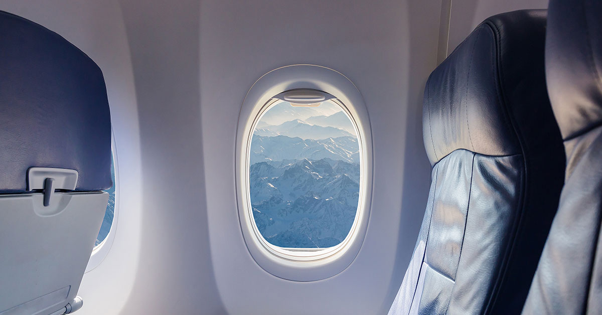 Window seat on passenger jet