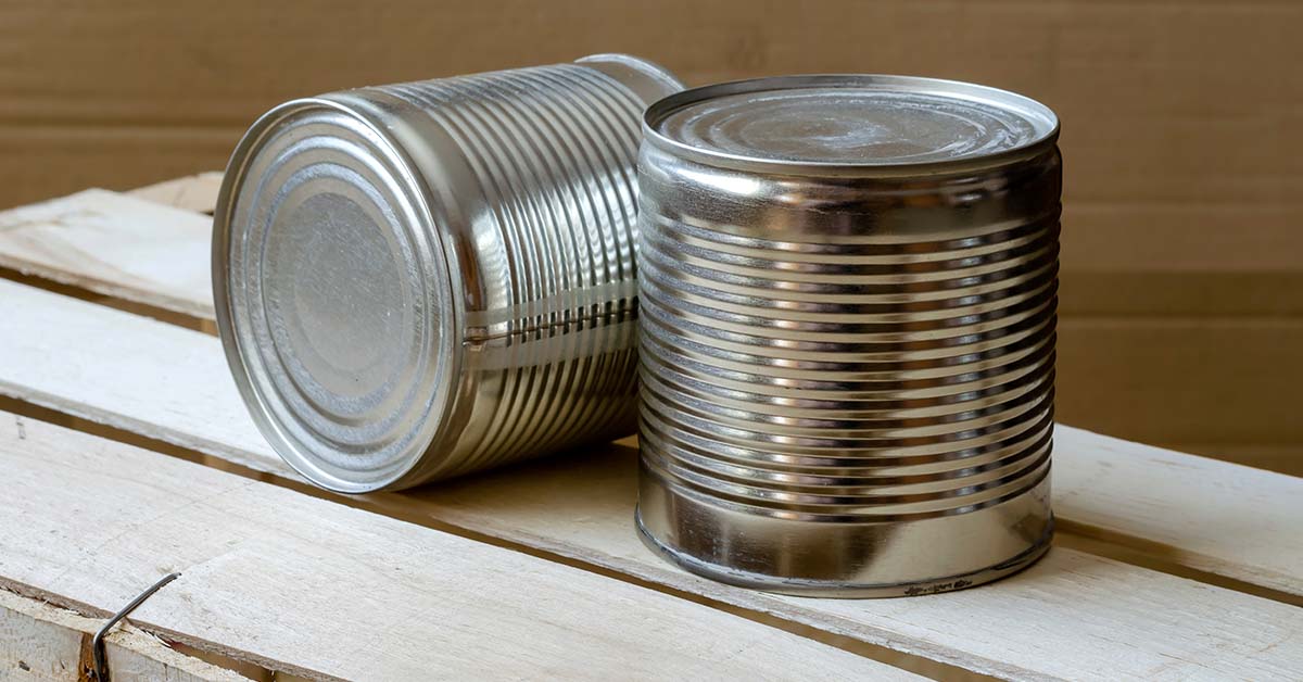 Two canned food items without labels
