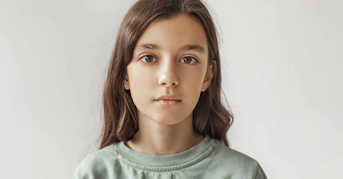 close up of young girl's face