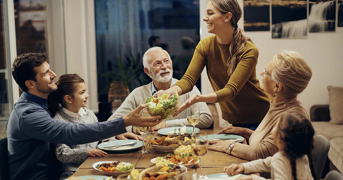 family at dinner table