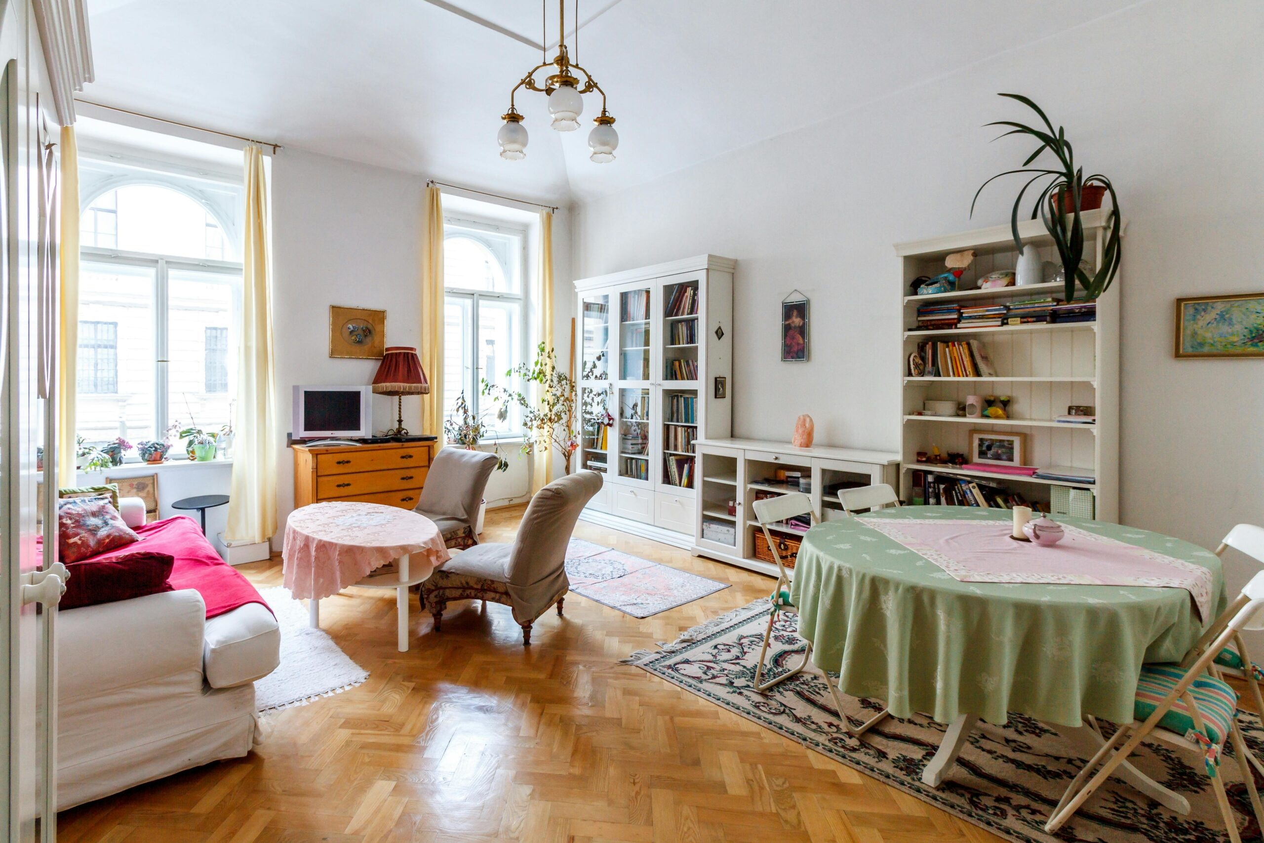 living room filled with furniture