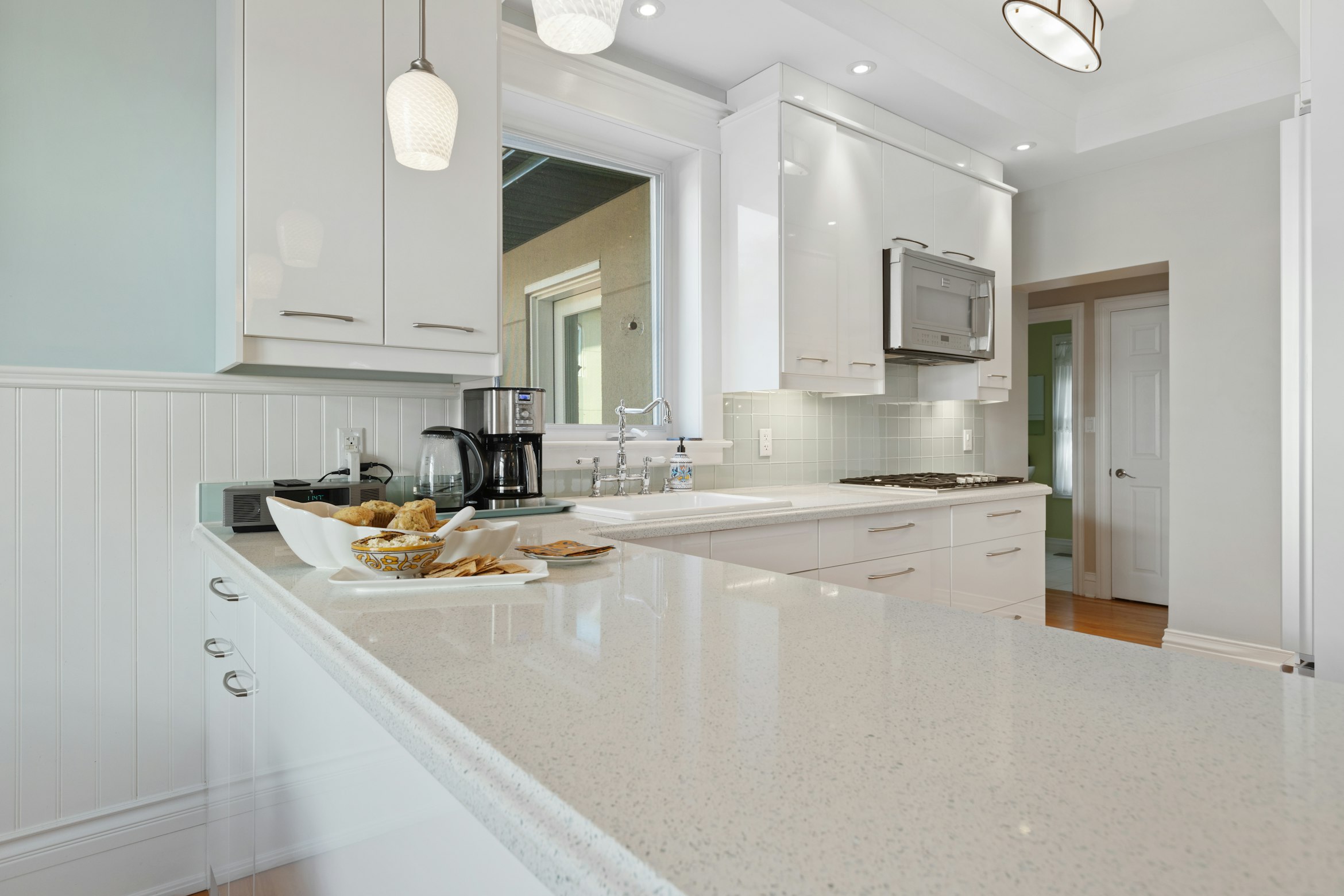 kitchen with white countertops